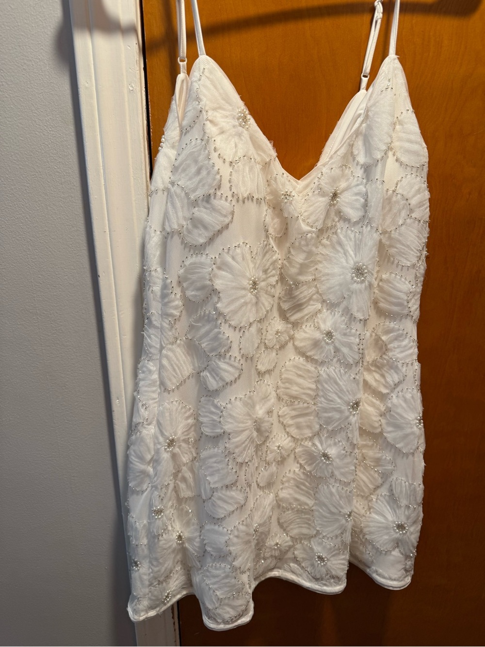 Abercrombie & Fitch White Floral Beaded Mini Dress - Picture 3 of 5